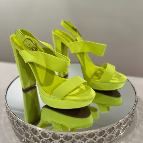 Neon lime neon green platform heels sz 9 - Picture 4 of 5